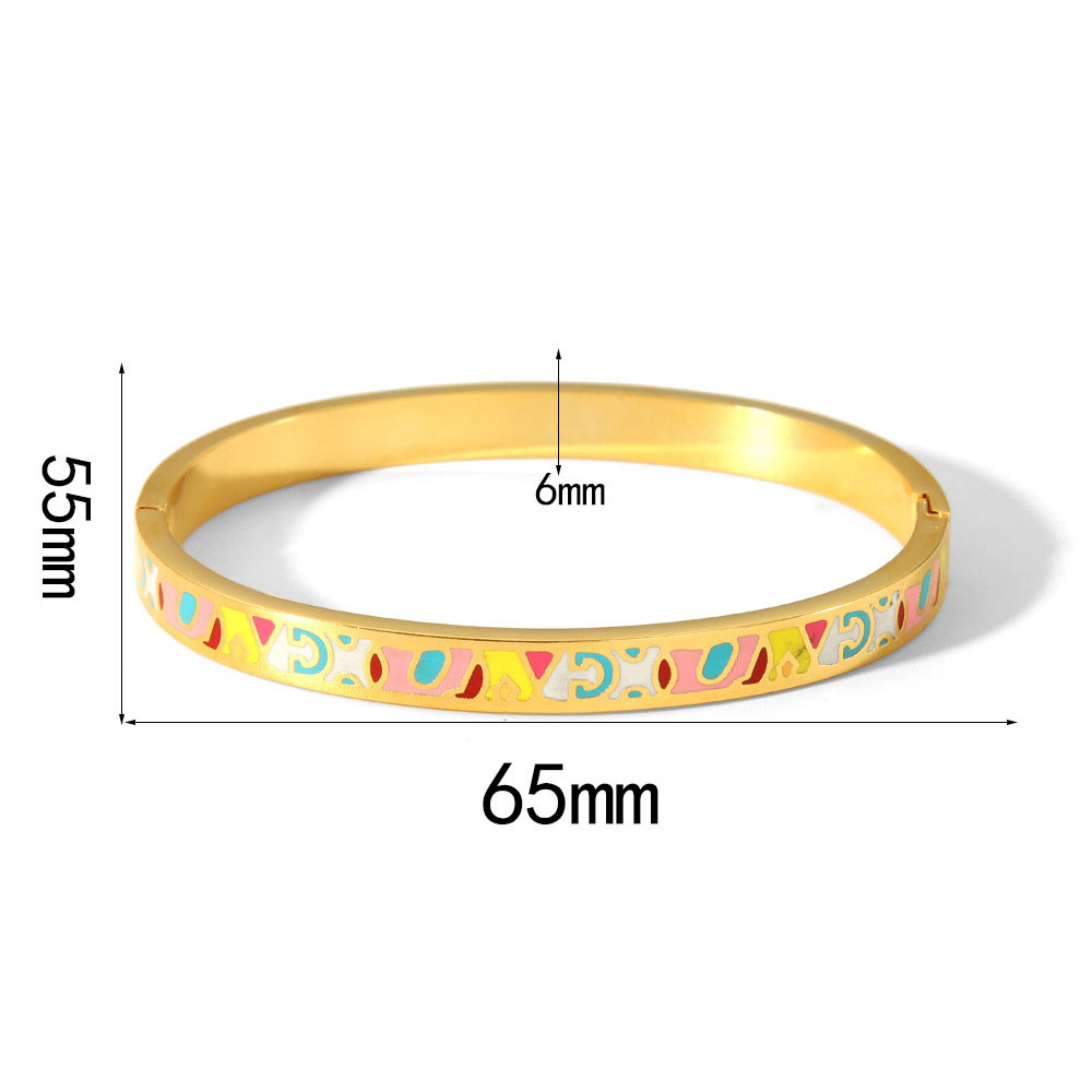 18K Gold Stainless Steel Painted Enamel Bangle PVD Plated
