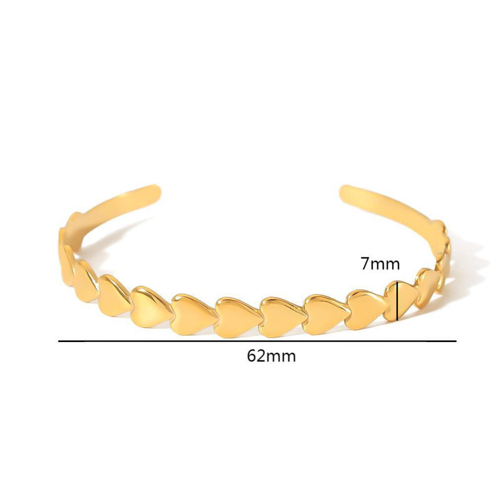 Stylish Love Heart Open Bangle in Stainless Steel