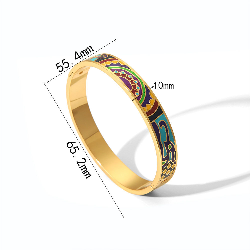 18K Gold Stainless Steel Painted Enamel Bangle PVD Plated