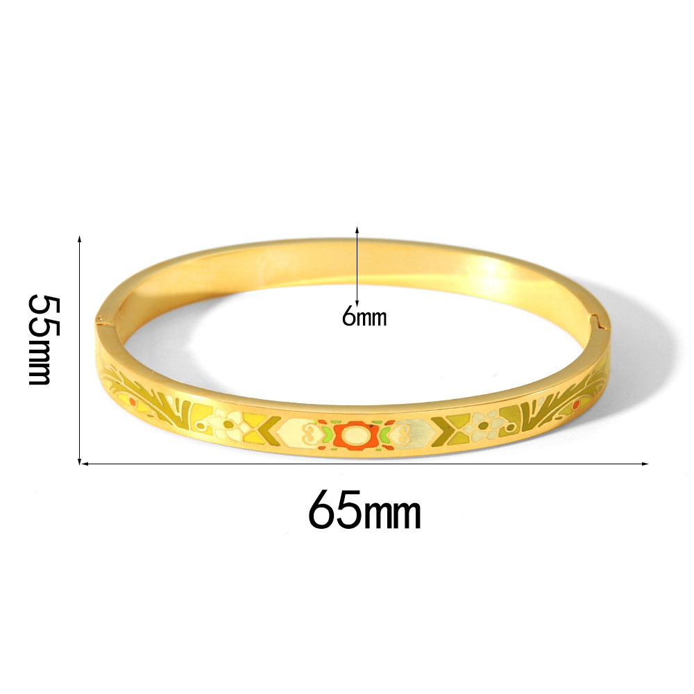 18K Gold Stainless Steel Painted Enamel Bangle PVD Plated