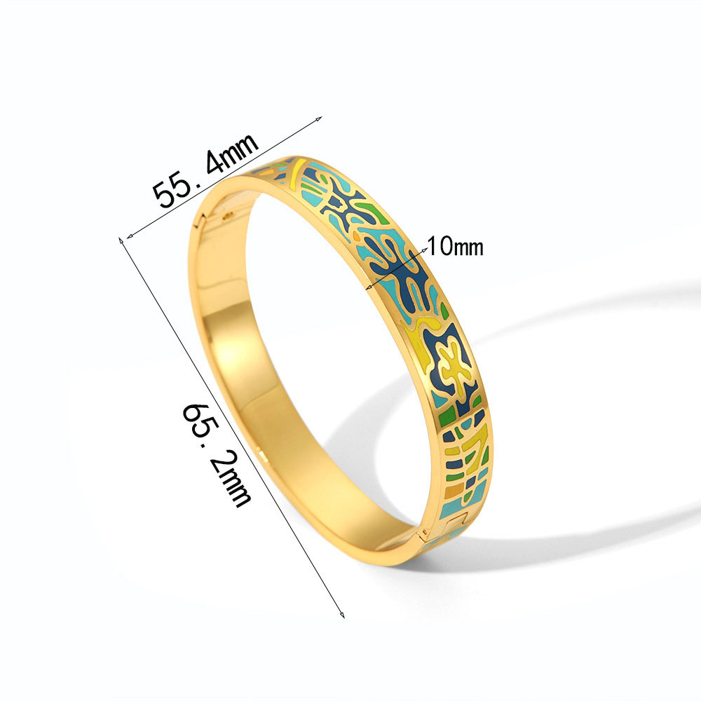 18K Gold Stainless Steel Painted Enamel Bangle PVD Plated