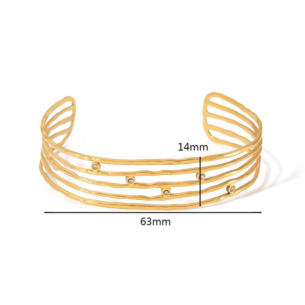 Stainless Steel Multi-Layers Clip On Rhinestone Bangle(gold and silver)