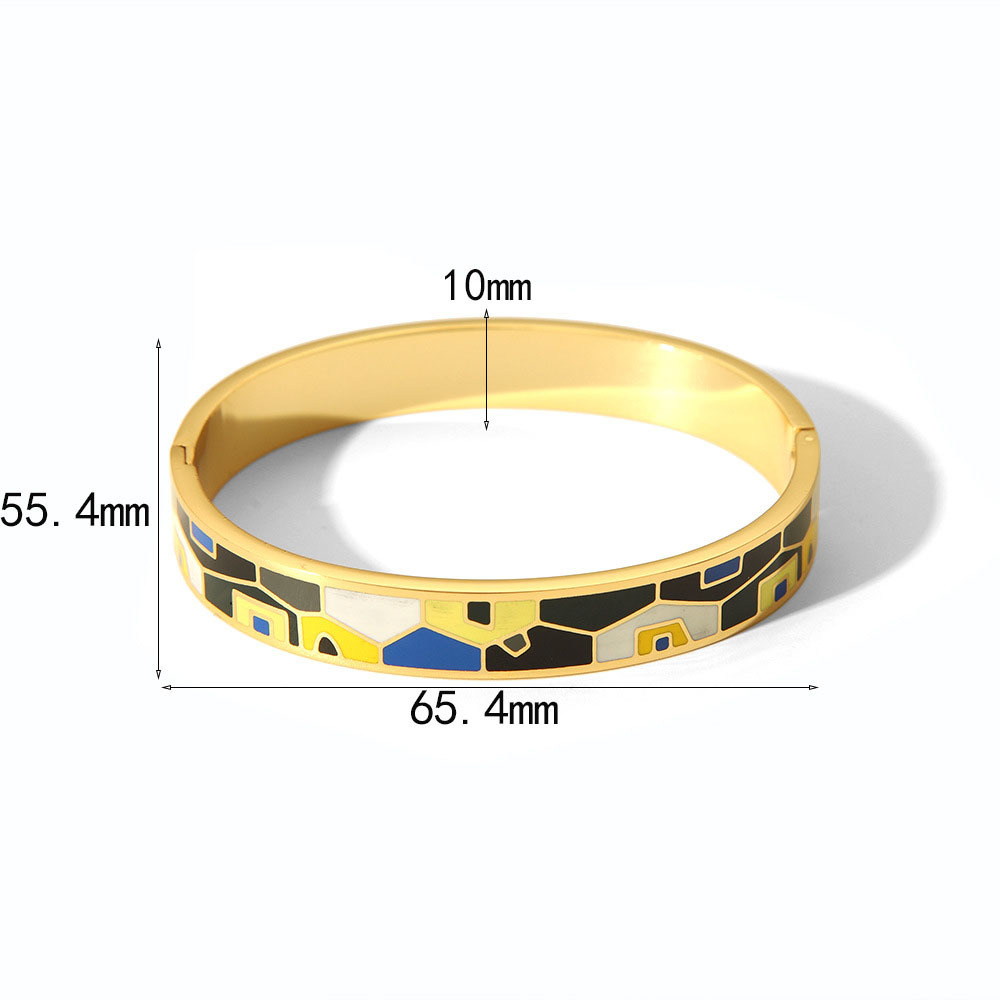 18K Gold Stainless Steel Painted Enamel Bangle PVD Plated