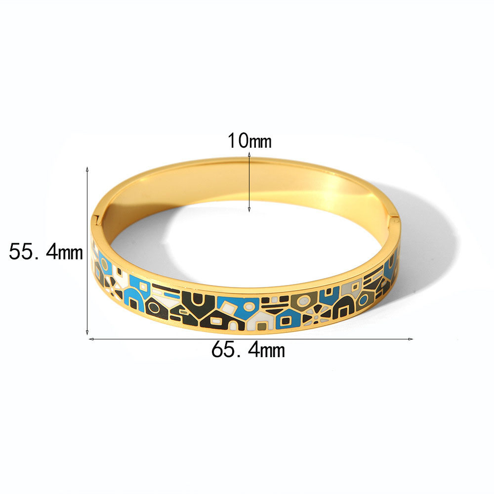 18K Gold Stainless Steel Painted Enamel Bangle PVD Plated