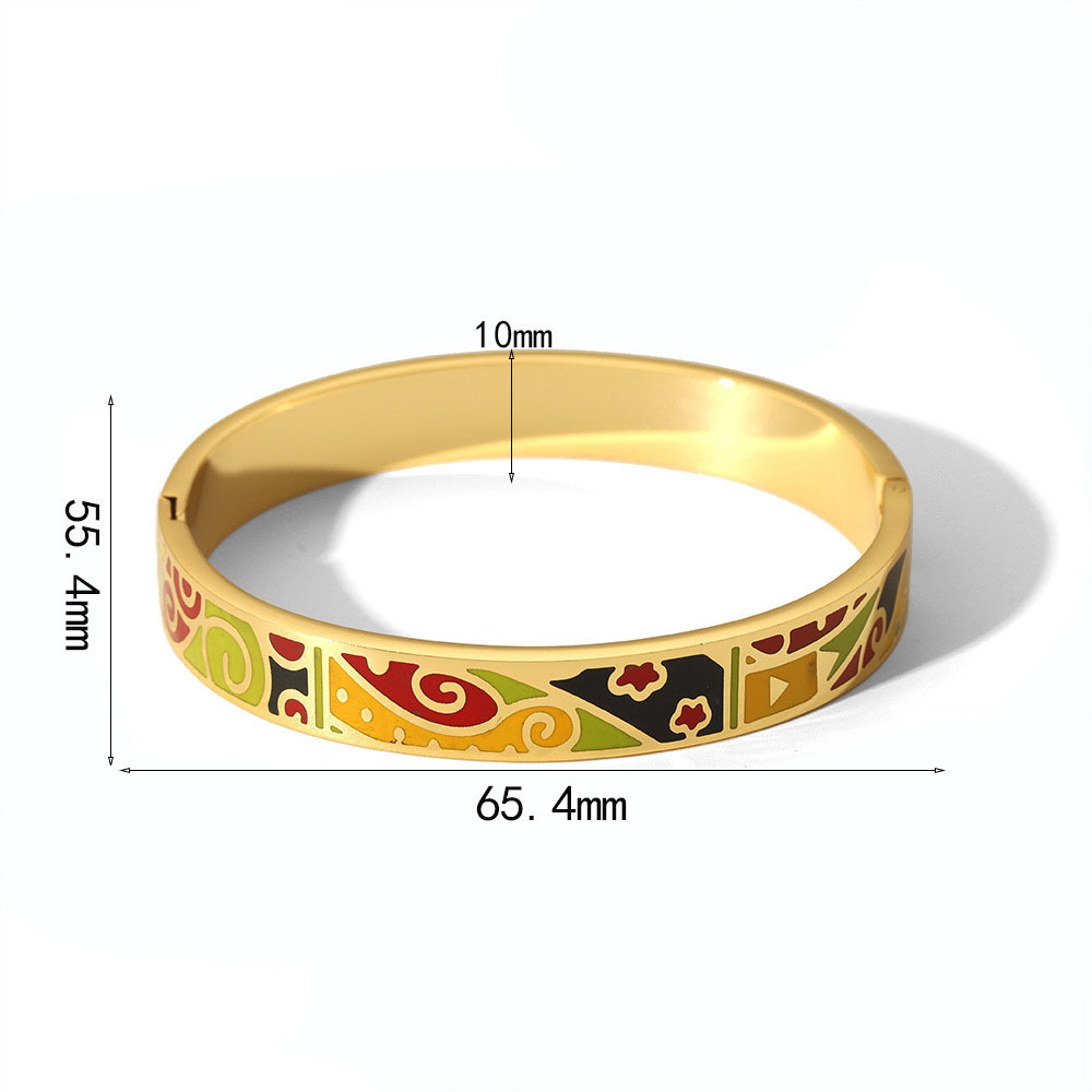 18K Gold Stainless Steel Painted Enamel Bangle PVD Plated