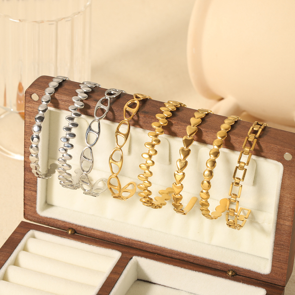 Gold and Silver Color Bubble Shape Classic Fashion Bangle Stainless Steel