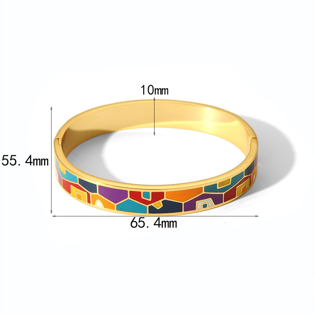 18K Gold Stainless Steel Painted Enamel Bangle PVD Plated