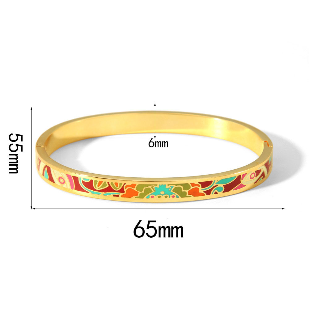 18K Gold Stainless Steel Painted Enamel Bangle PVD Plated