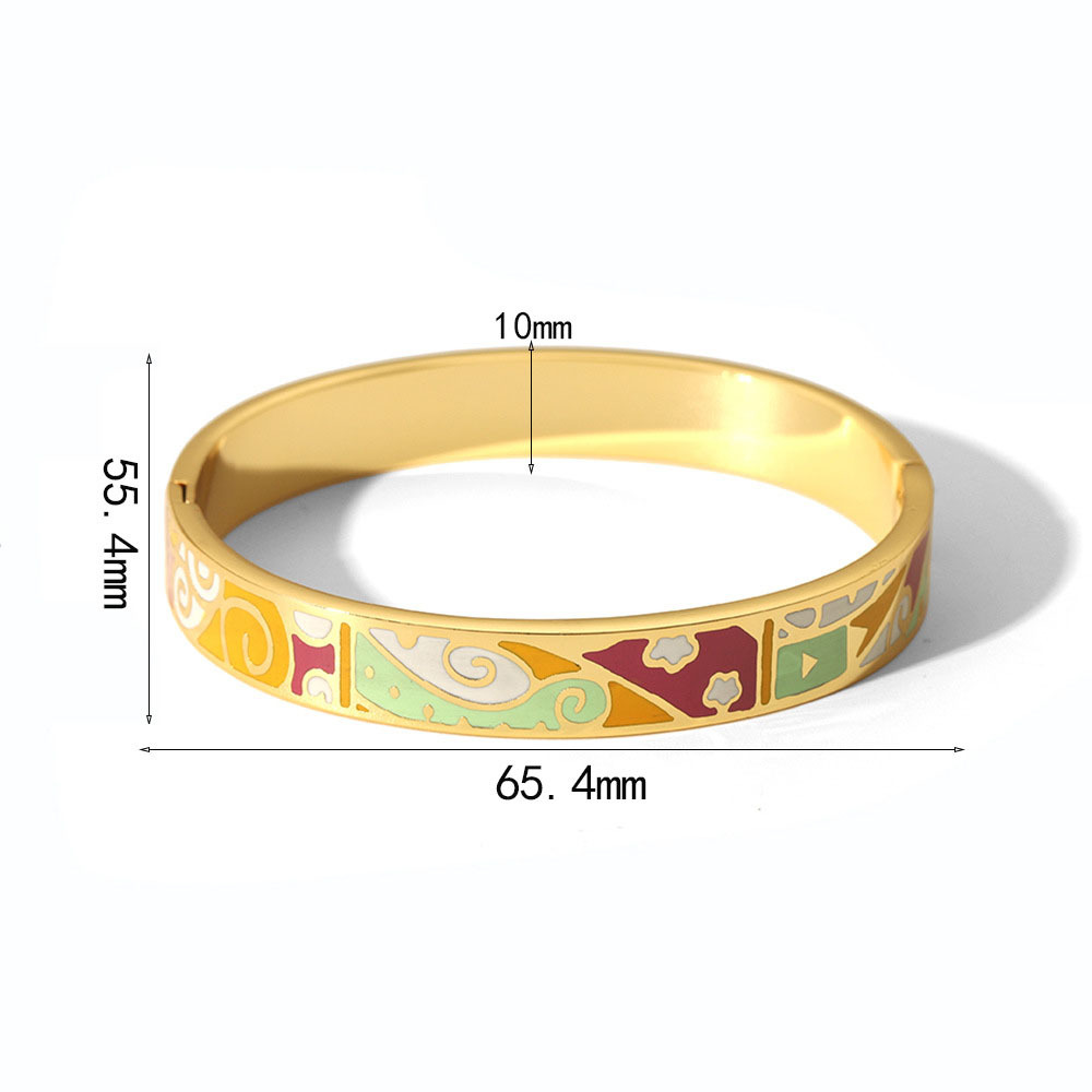 18K Gold Stainless Steel Painted Enamel Bangle PVD Plated