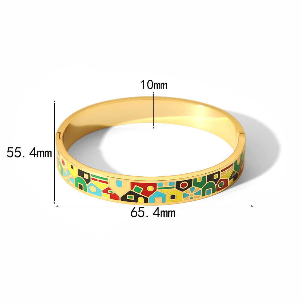 18K Gold Stainless Steel Painted Enamel Bangle PVD Plated