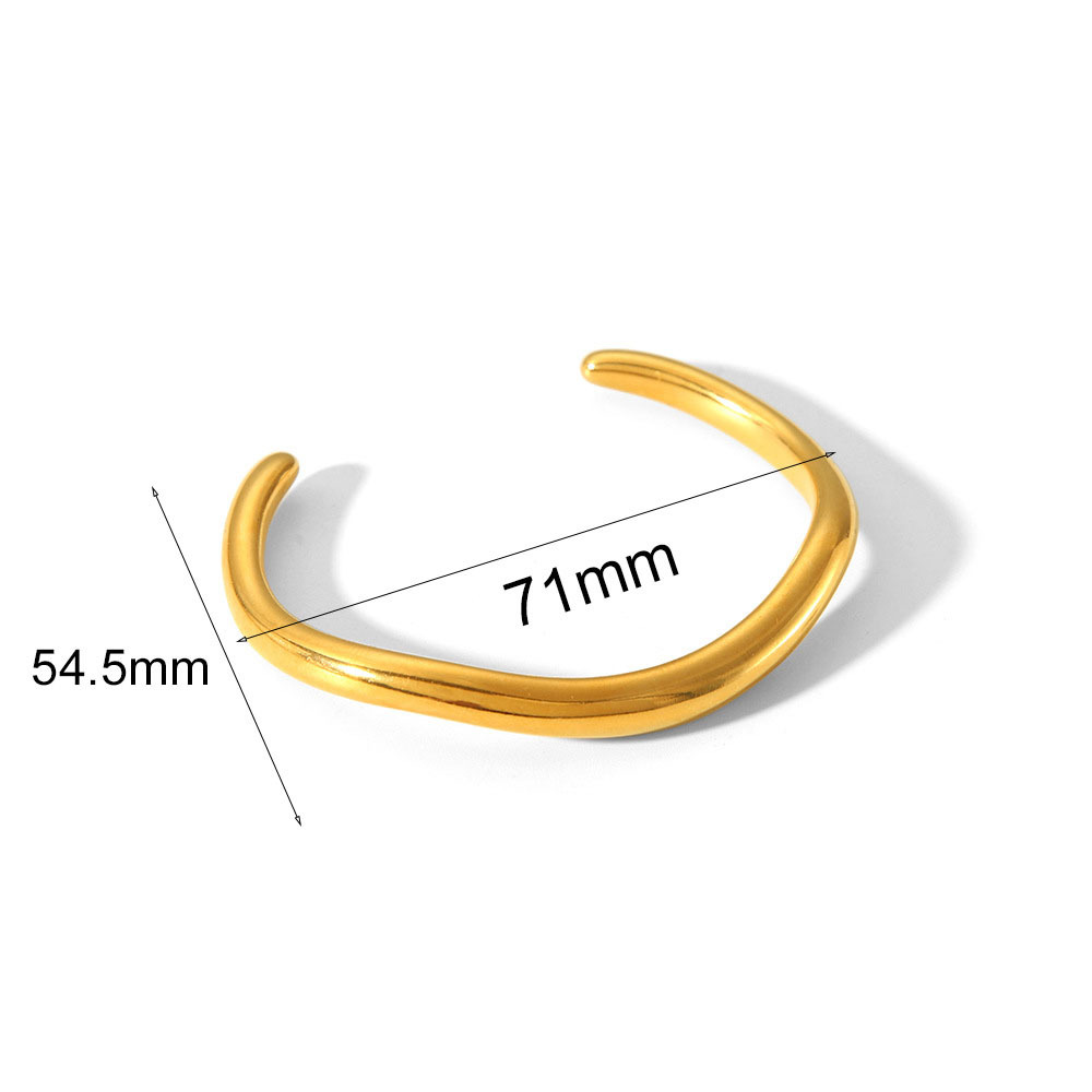 Ins Style Open Bangle in 18k Plated Stainless Steel