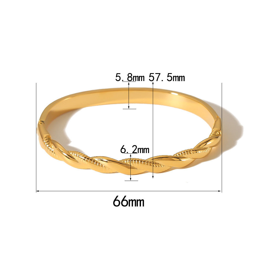 Semi-Twisted Polished Bangle in Stainless Steel
