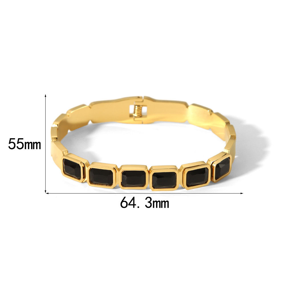Glamorous Stainless Steel 18k Gold Bangle with Colors Zircon