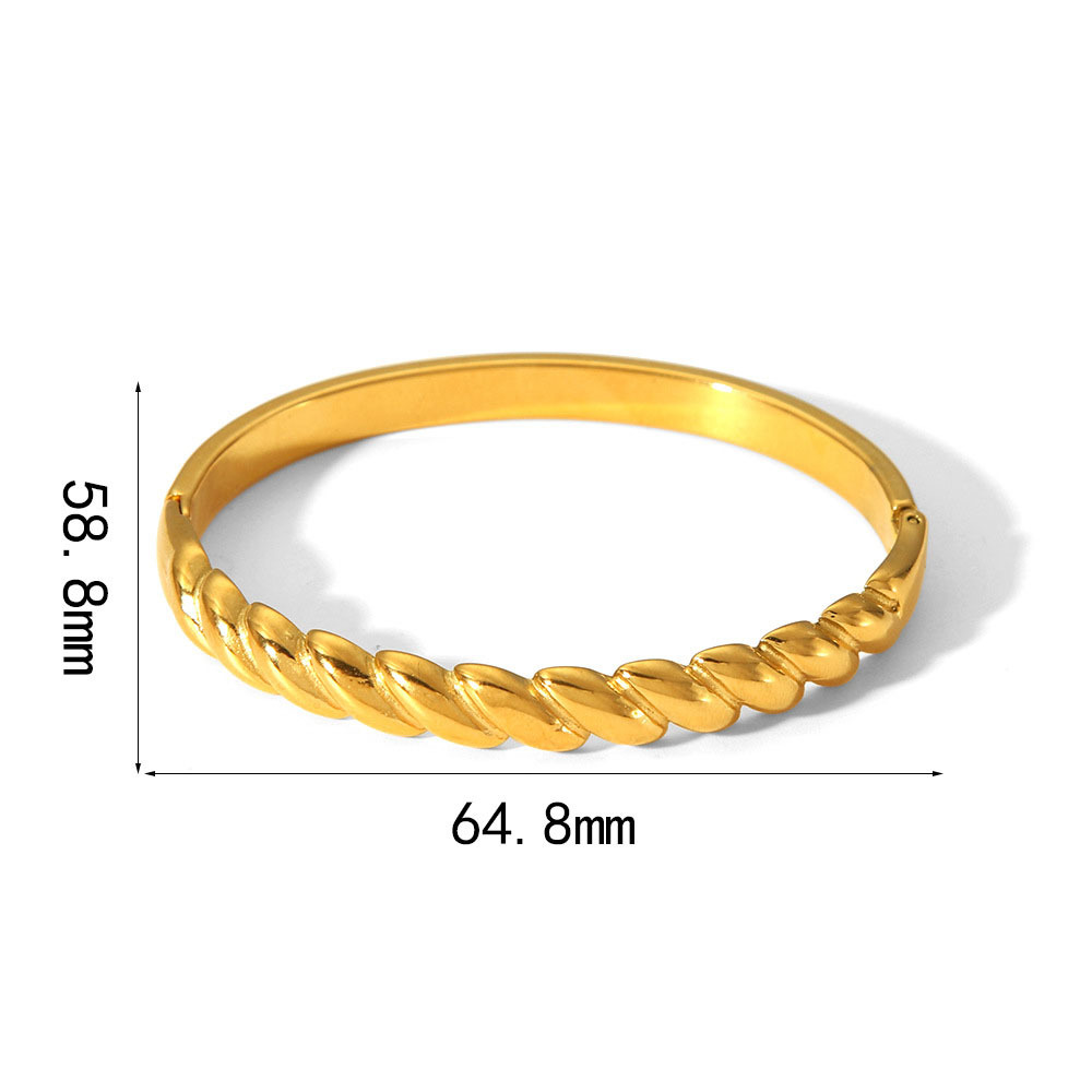 Gold Plated Twisted 316L Stainless Steel Bangle