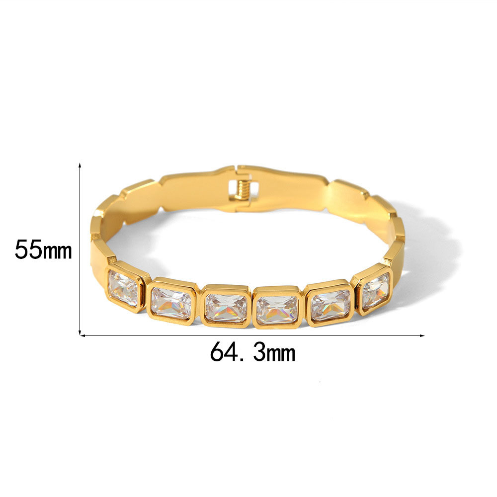 Glamorous Stainless Steel 18k Gold Bangle with Colors Zircon