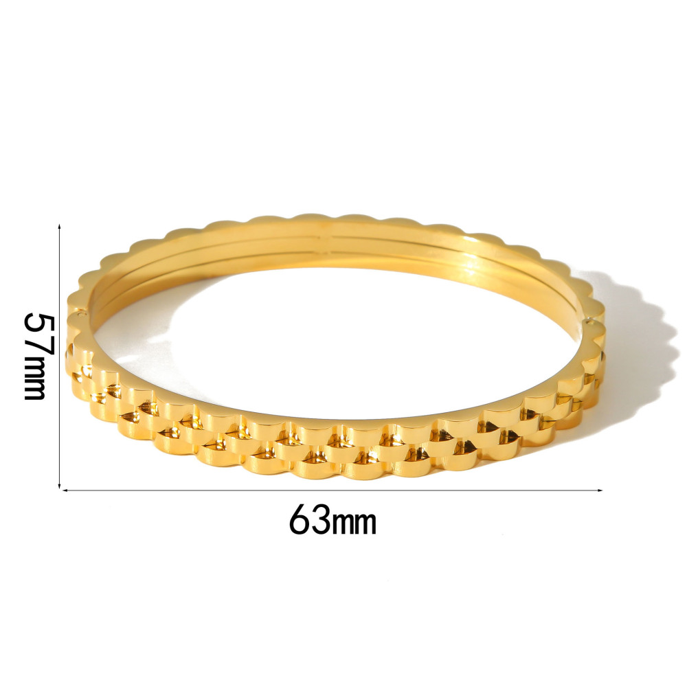 Staggered Mesh Braided Bangle Gold Plated Stainless Steel