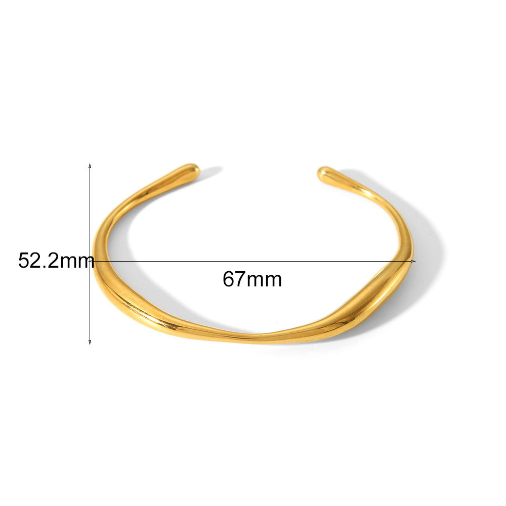 Ins Style Open Bangle in 18k Plated Stainless Steel