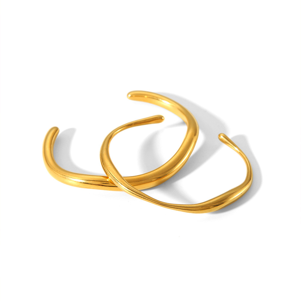 Ins Style Open Bangle in 18k Plated Stainless Steel