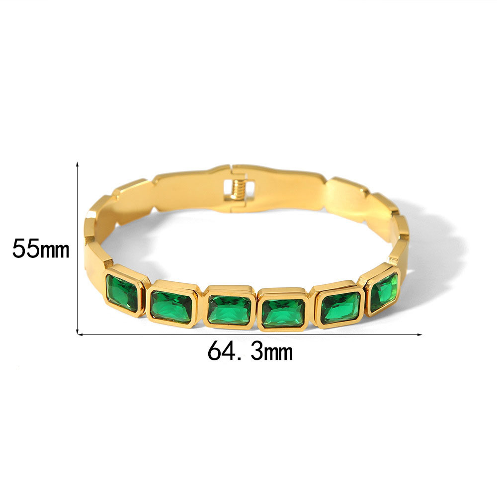 Glamorous Stainless Steel 18k Gold Bangle with Colors Zircon