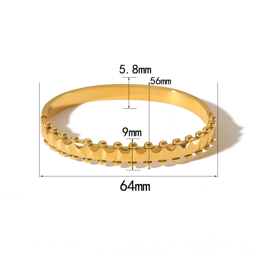 18K Gold Plated Stainless Steel Fashion Beaded Bangle