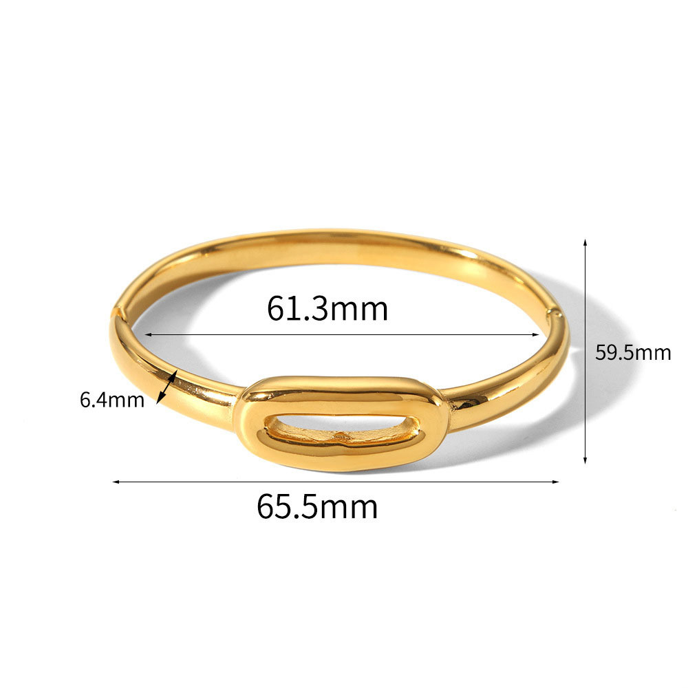 Simple Polished Line Bangle 316L Stainless Steel With Gold Plated