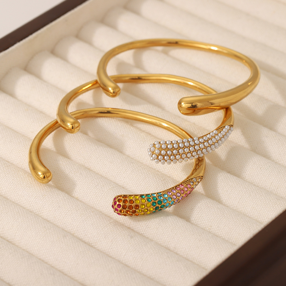 Chic Polished Open Bangle Collection in Stainless Steel