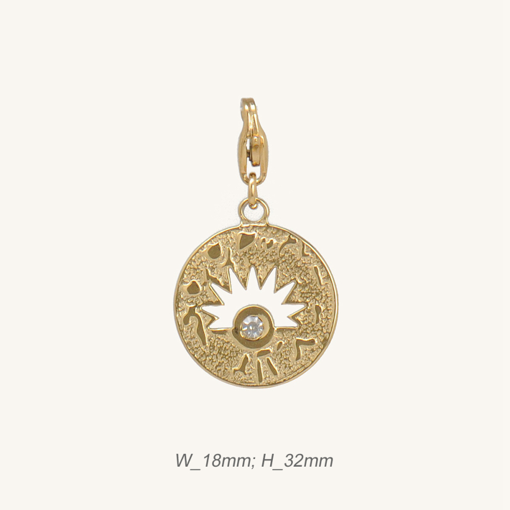 Gold Plating Sun Pendent with Rhinestone Stainless Steel  / Pendentif en Strass
