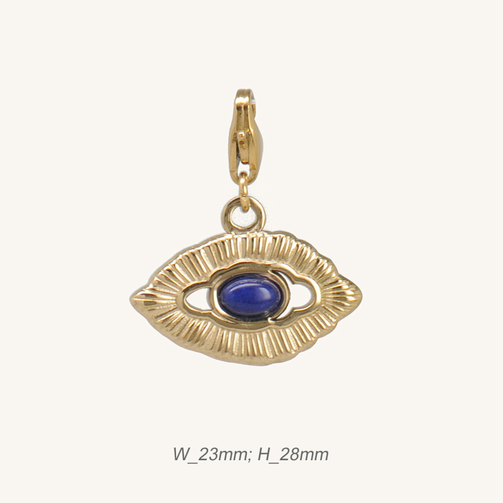 Stainless Steel Devil's Eye Pendant with Lapis Lazuli