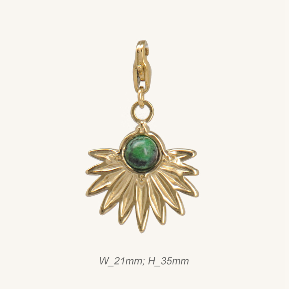 Folwer Pendant with Malachite in Stainless Steel  / Pendentif Malachite
