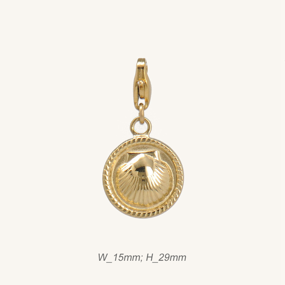 Baroque Coin Pendant Shell Element PVD Coated Stainless Steel