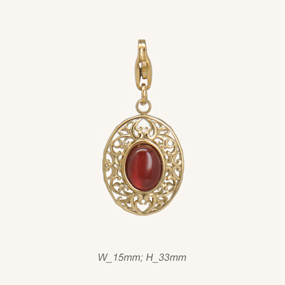 Delicate Carnelian Gold Plated Pendant in Stainless Steel