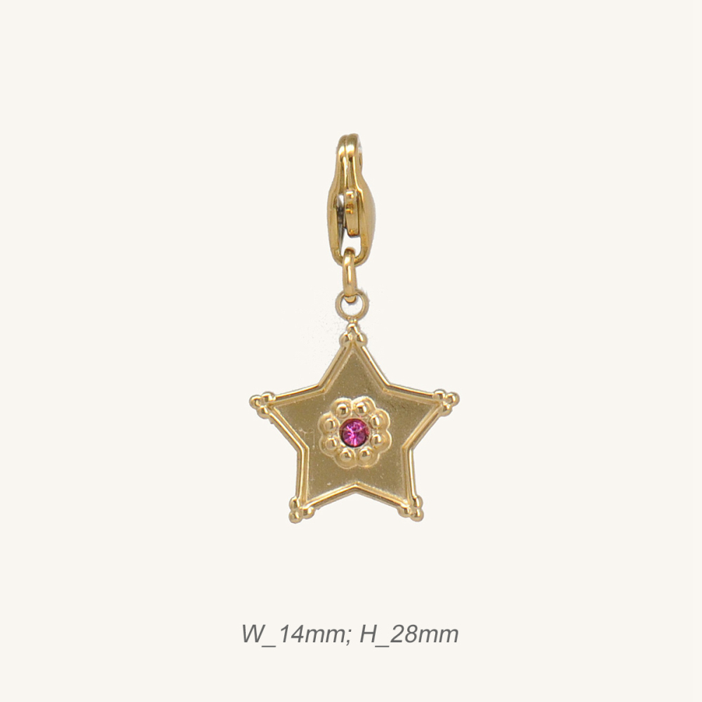 Ruby-set Venus Charm in Stainless Steel / Breloque Vénus sertie de rubis