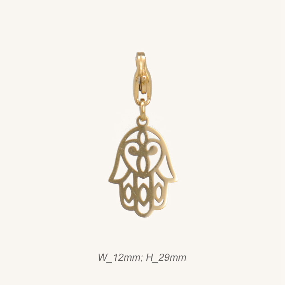 French Hamsa Charm Gold Plated Stainless Steel PVD Coating