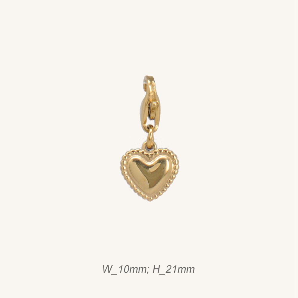 Minimalist Gold-Plating Charm Heart Pendant Stainless Steel / Breloque coeur