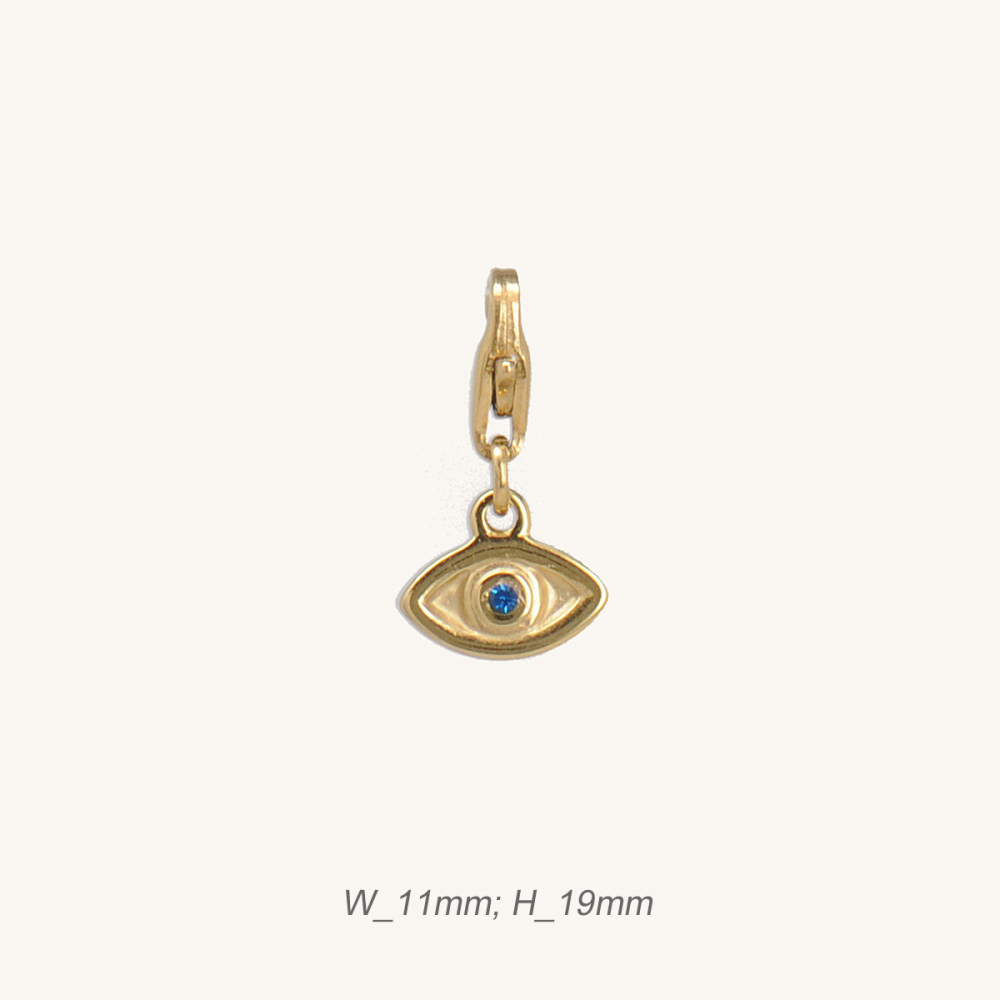 Devil's Eye with Blue Zirconia 316L Stainless Steel Gold Plated / Breloque oeil
