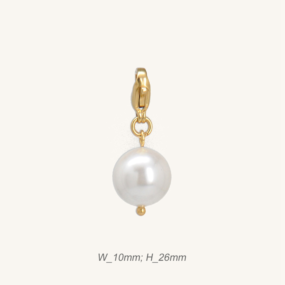 Minimalist Pearl Charm in Stainless Steel with Gold Plating