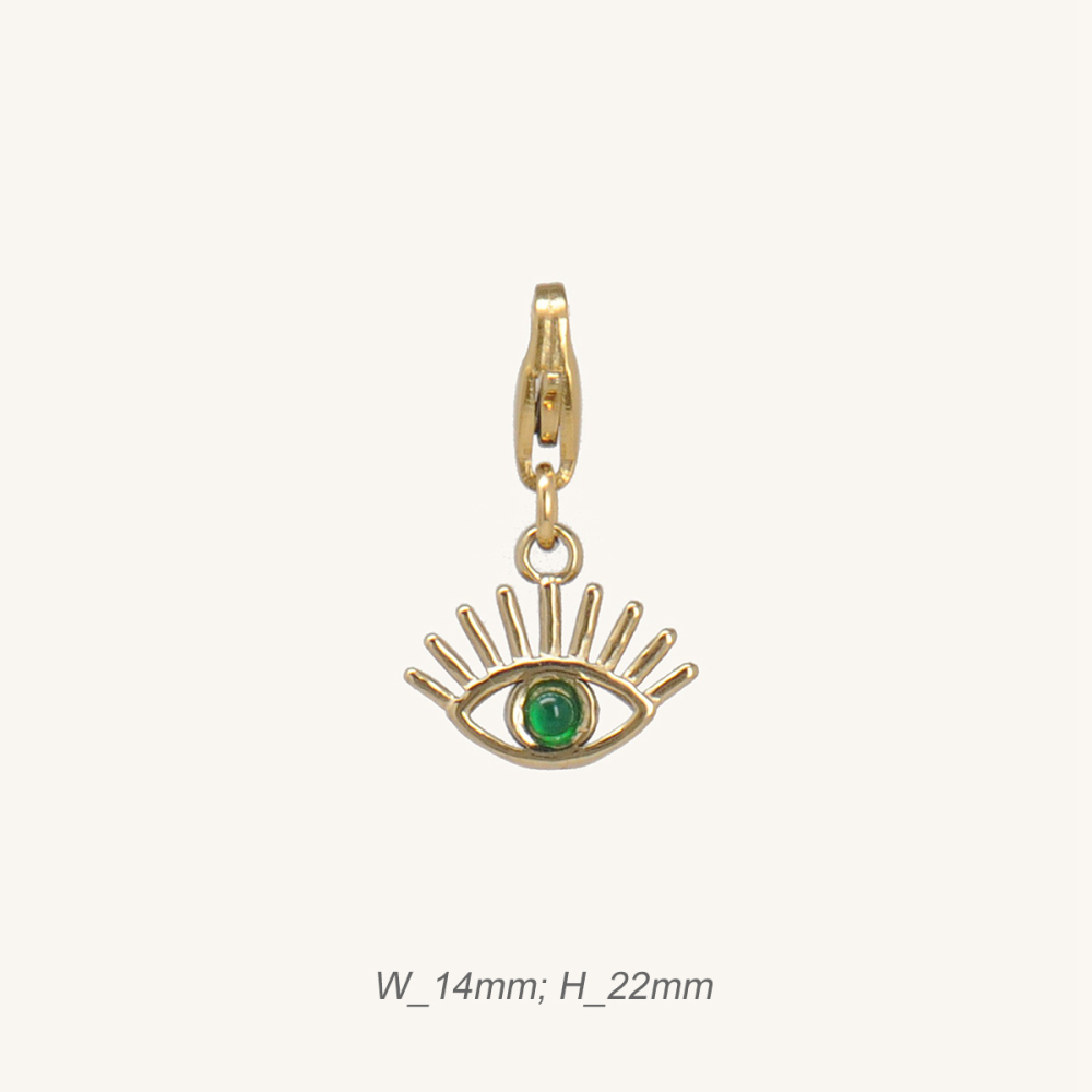Stainless Steel Charm Angel's Eye with Green Stone / Breloque oeil