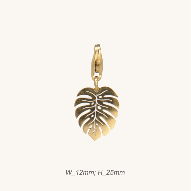 French Stainless Steel Leaf Pendant PVD Plated / Pendentif feuille