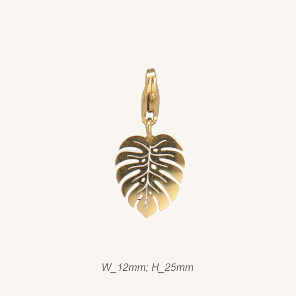 French Stainless Steel Leaf Pendant PVD Plated / Pendentif feuille