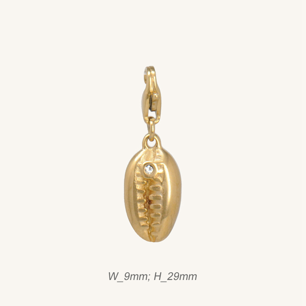 Gold Plating Charm Stainless Steel Shell Set with a Small Rhinestone