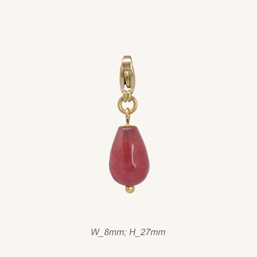Teardrop Agate Charm Stainless Steel with Lobster / Breloque goutte d'eau