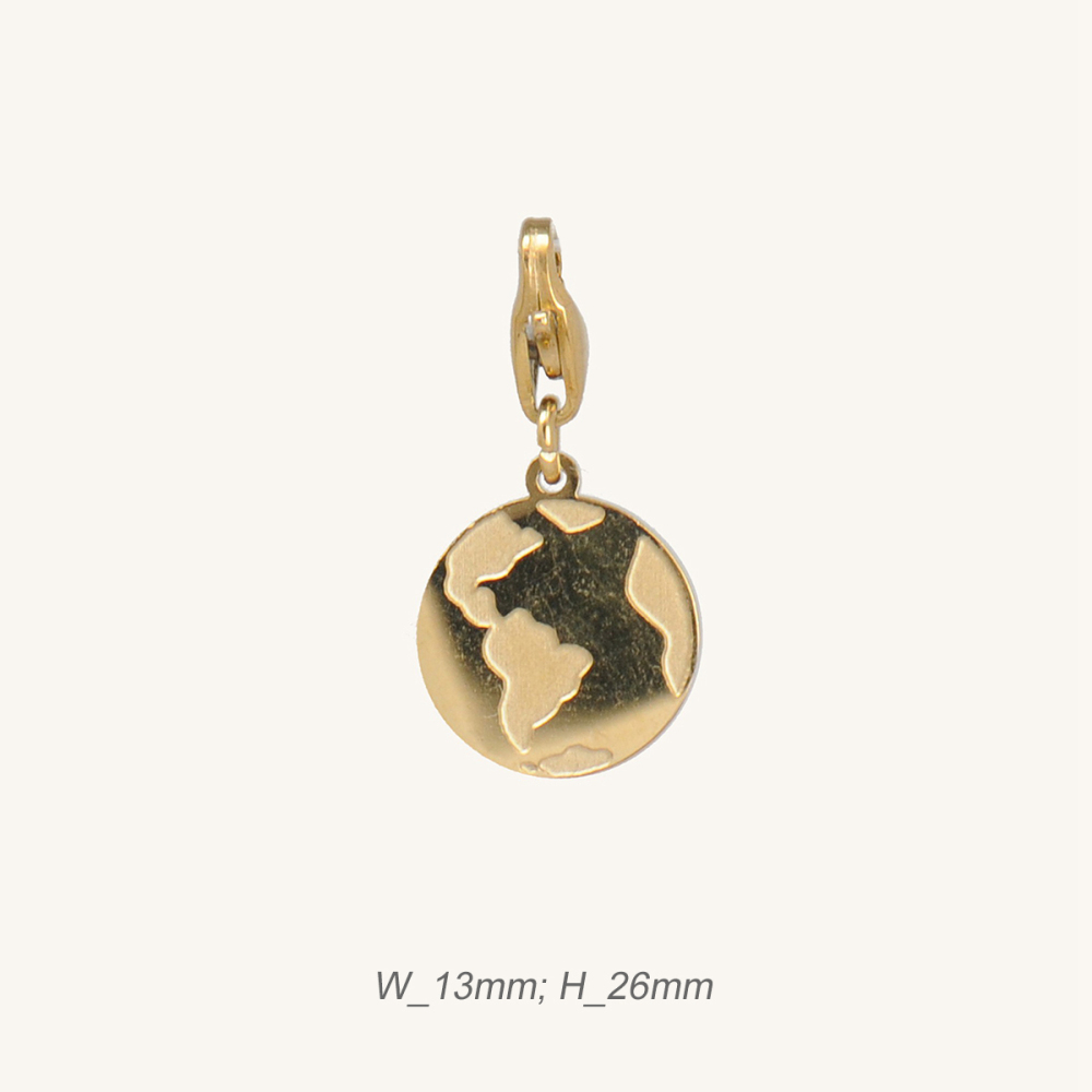 PVD Coated Delicate Globe Charm Stainless Steel With Lobster