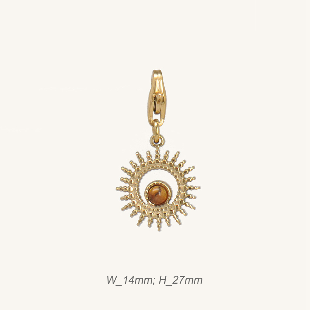 Sun Charm with Tiger's Eye Stone in  316L Stainless Steel