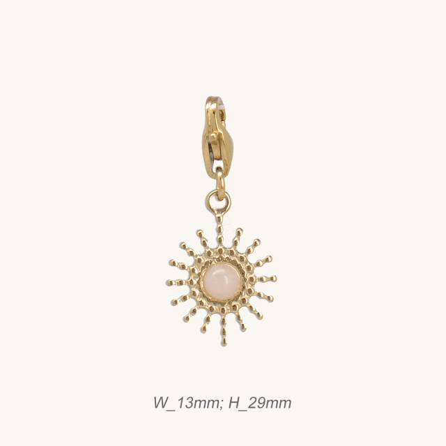 316L Stainless Steel Sun Pendant inlaid with White Marble