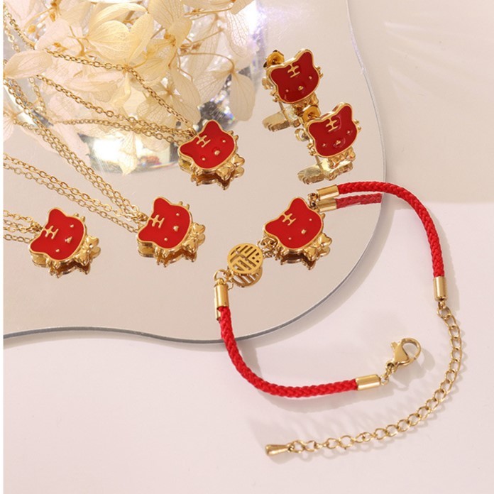 Stylish Stainless Steel Gold Plated Tiger Enamel Bracelet