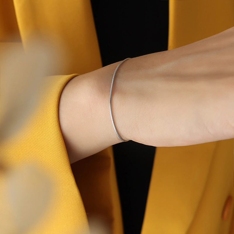INS Style Stainless Steel 18K Gold Fine Snake Chain Bracelet