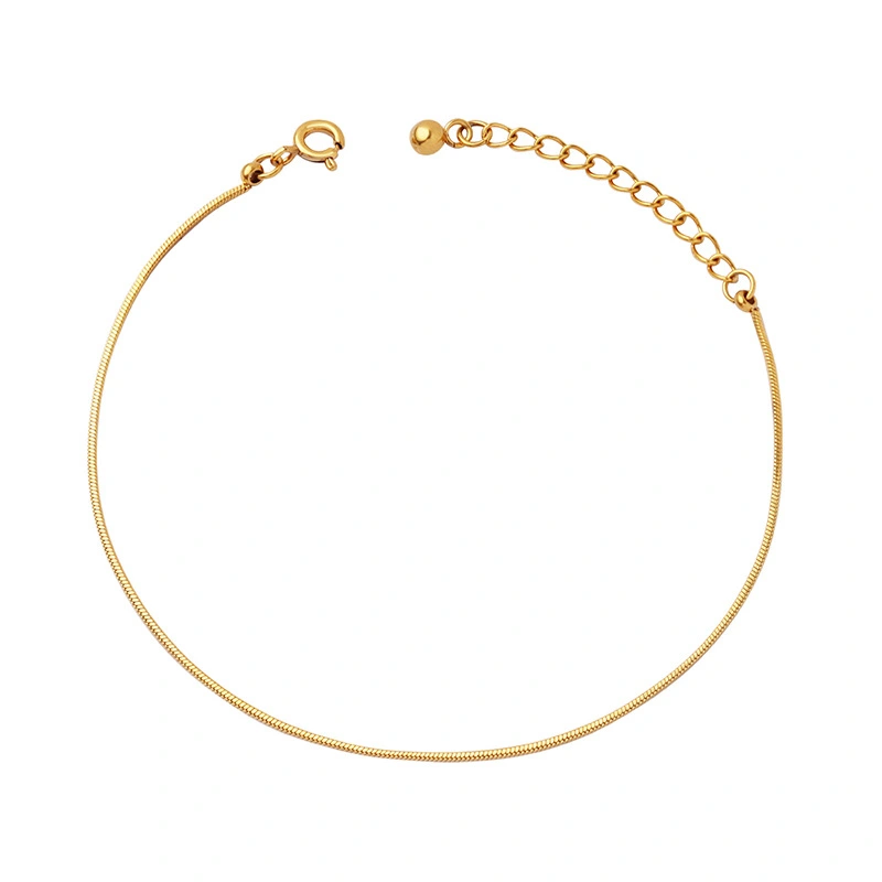 INS Style Stainless Steel 18K Gold Fine Snake Chain Bracelet