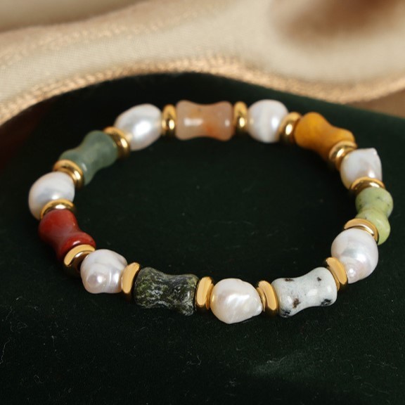 Natural Freshwater Pearl Beaded Bracelet Stretch Chain
