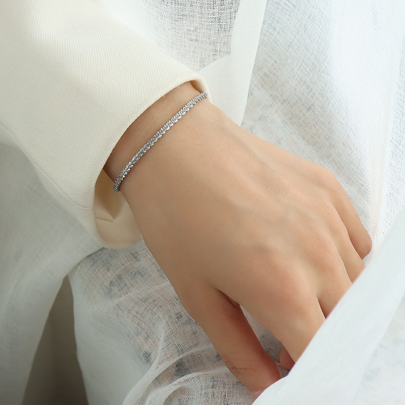 Sparkling Full Star Stainless Steel Bracelet PVD Coating Color in Gold or Silver