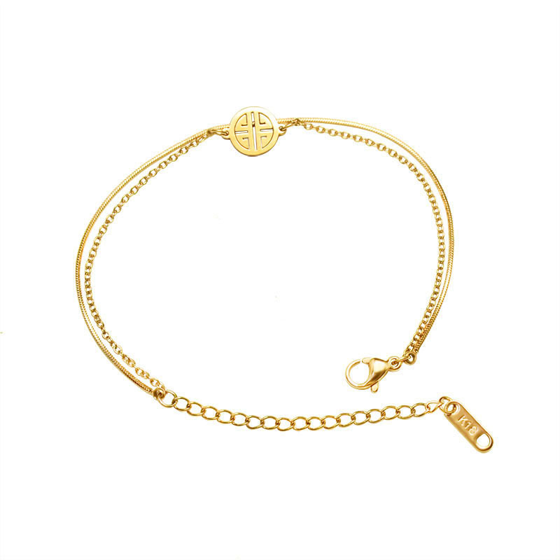 Happiness Snake Chain Double Layers Bracelet in Stainless Steel
